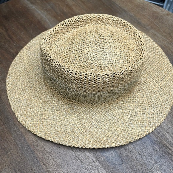PETER GRIMM Straw Sun Hat Women's One Size Tan Woven Wide Brim Beach Summer Boho - Picture 5 of 8